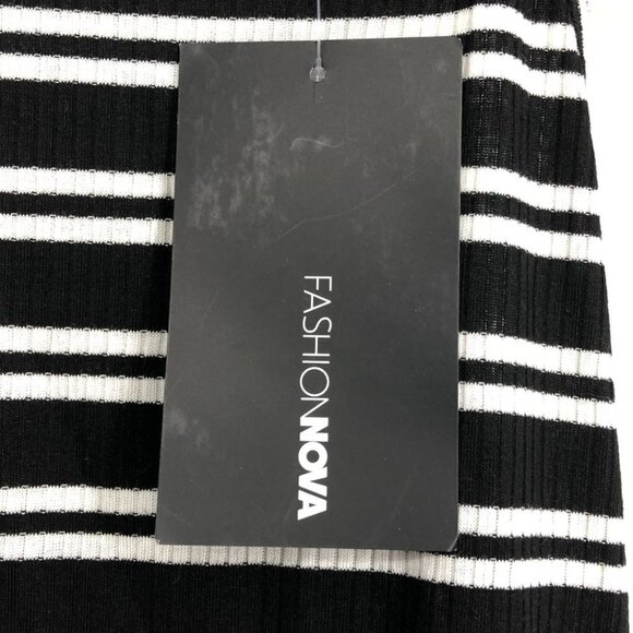 NWT Fashion Nova Black/White High Neck Janessa Striped Tank Bodycon Dress S - Picture 9 of 15